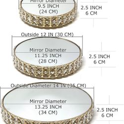 Gold Crystal Cake Display Stand with Mirror 9.5 Inch