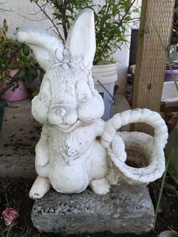 Cute rabbit cement yard statue