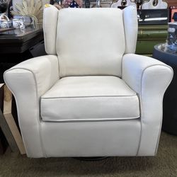 Modern White Upholstered Glider Rocking Chair | Nursery Accent Seating
