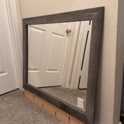 grey Wood Mirror 