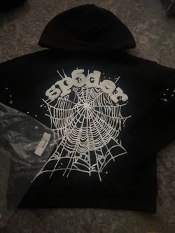 Sp5der Black Hoodie Spider Web Graphic