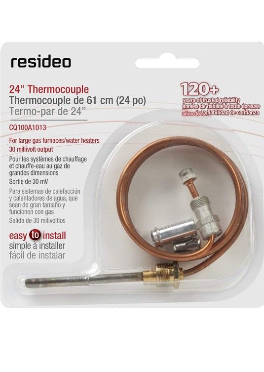 Resideo CQ100A1013/U 24-Inch Replacement Thermocouple for Gas Furnaces, Boilers and Water Heaters