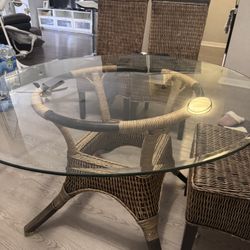 Round Glass Dining Table with 4 Chairs – Solid & Ready to Use