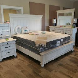 Kanwyn Whitewash Panel Bedroom Set ✔ Queen And King Bed Frame