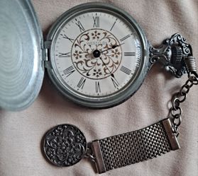 Westclox Silver-Tone Pocket Watch with Chain