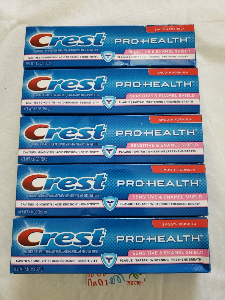 5 - Crest Pro-Health Sensitive & Enamel Shield Toothpaste 4.6oz each