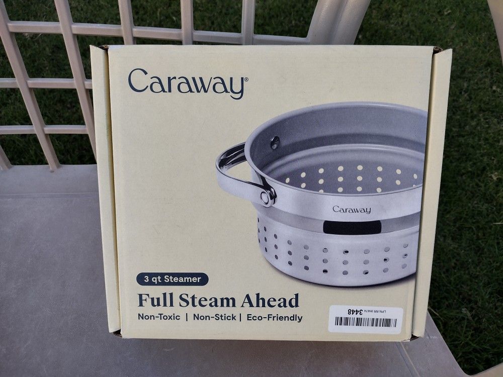 Caraway Steamer - Stainless Steel Steamer with Handles - Non Stick, Non Toxic Coating - Steam Veggies, Seafood, and More