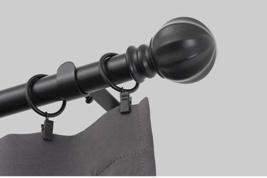 New Ivilon Black Curtain Rod Set - Adjustable 48" to 86" (1" Diameter)