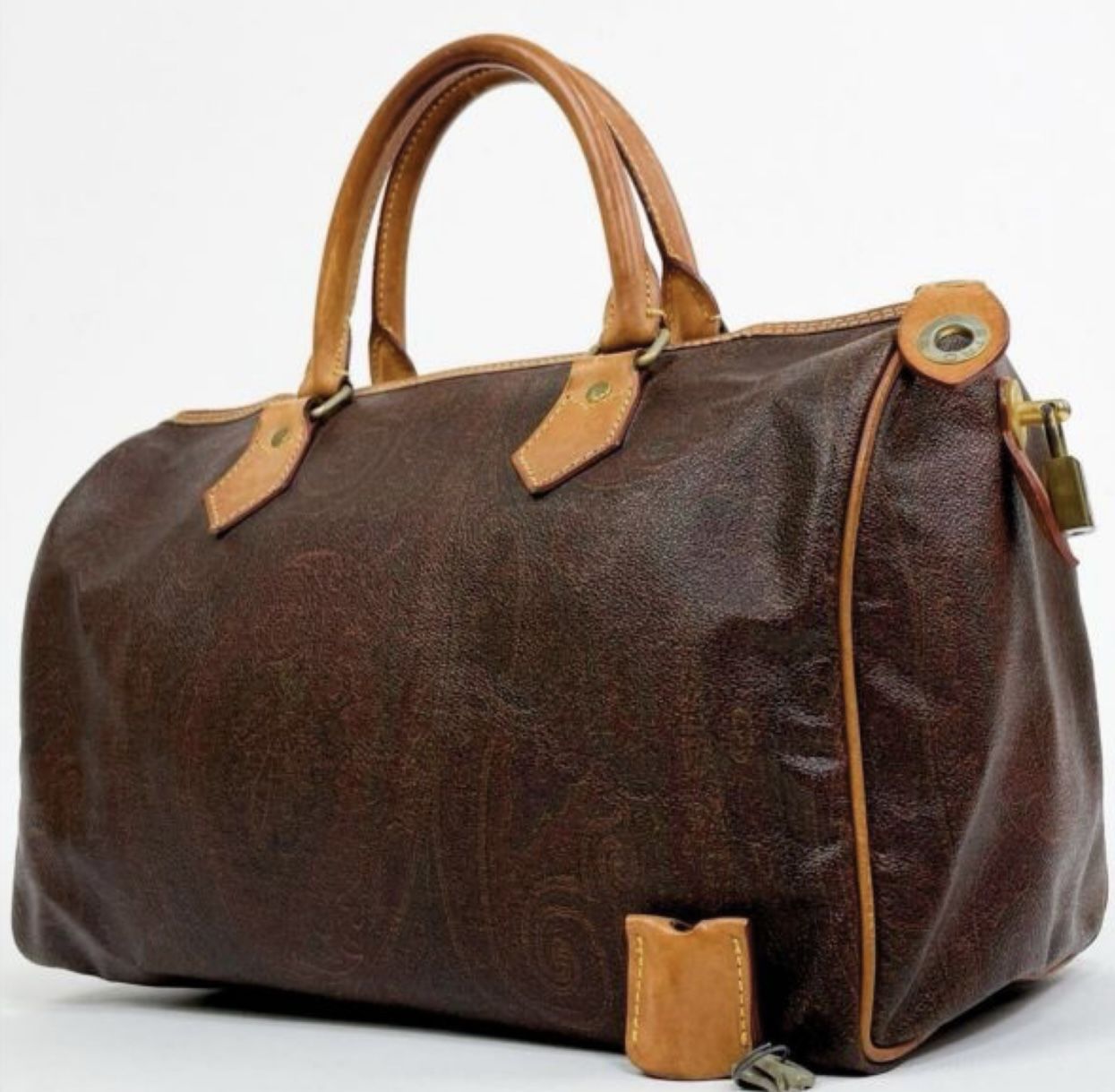 ETRO Boston Bag PVC & Leather Paisley Pattern