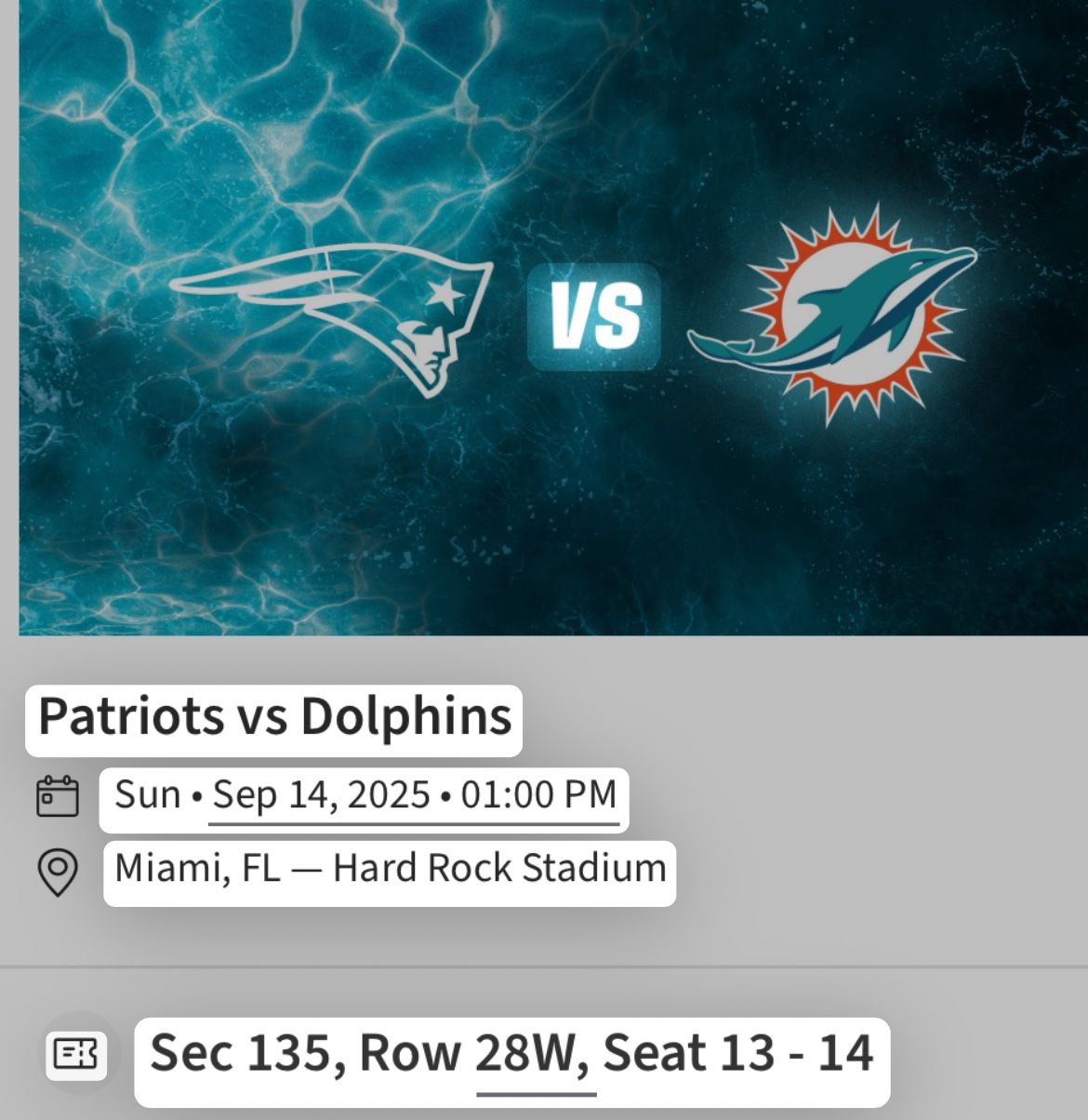 Dolphins Patriots - No One In front or behind You!