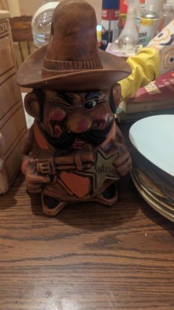 Vintage Winking Sheriff Cookie Or Anything Jar