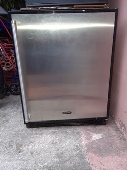 Stainless steel refrigerator with freezer 24 inches wide 32 height