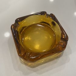 Vintage Amber Glass Ashtray 