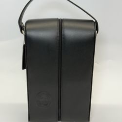Toppers Leather Wine Carrier | Western Italian Golf Assoc | Black Dual Bottle