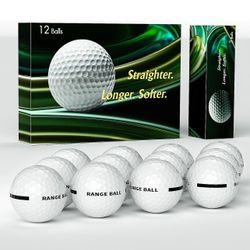 Golf Practice Balls 12 Pack with 382 Dimple Design, Compression 82-85°, 45.9g Solid Rubber, Durable & High Bounce, 250-255 Yard Distance, Golf Trainin