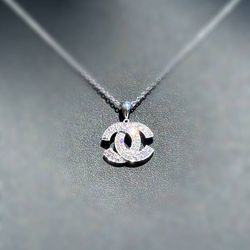 14k solid white gold Chanel style 0.55CTW Natural Diamond pendant charm