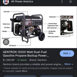 Generator 12,000 Watts Propane/gas