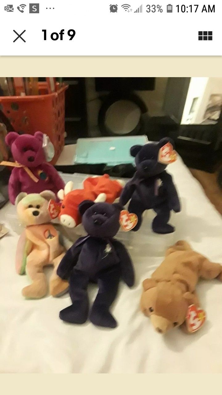 LOT OF 6 RARE BEANIE BABIES