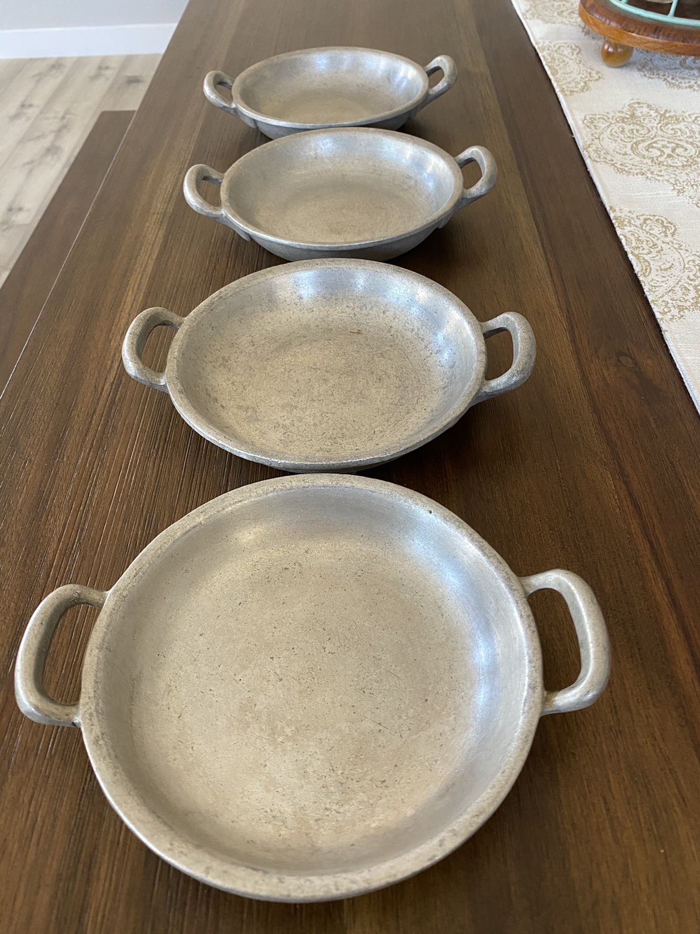 Vintage RWP Pewter Small Platters With Handles