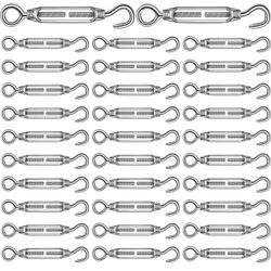 Gisafai 32 Pcs Hook and Eye Turnbuckles for Cables Wire Rope Tension Heavy Duty 304 Stainless Steel Turnbuckle Hook for Fence Gate Tent Sun Shade Inst