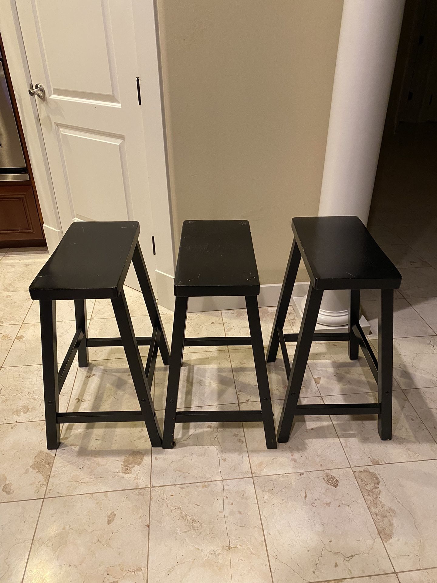 3 Black Bar Stools