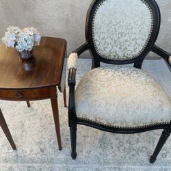 French Black Chair, Antique Drop Off Leaf Table.92014