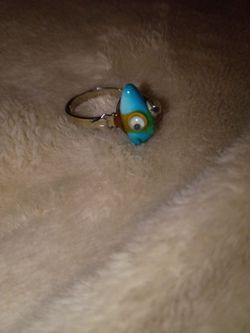Vintage Costume Turquoise face ring !