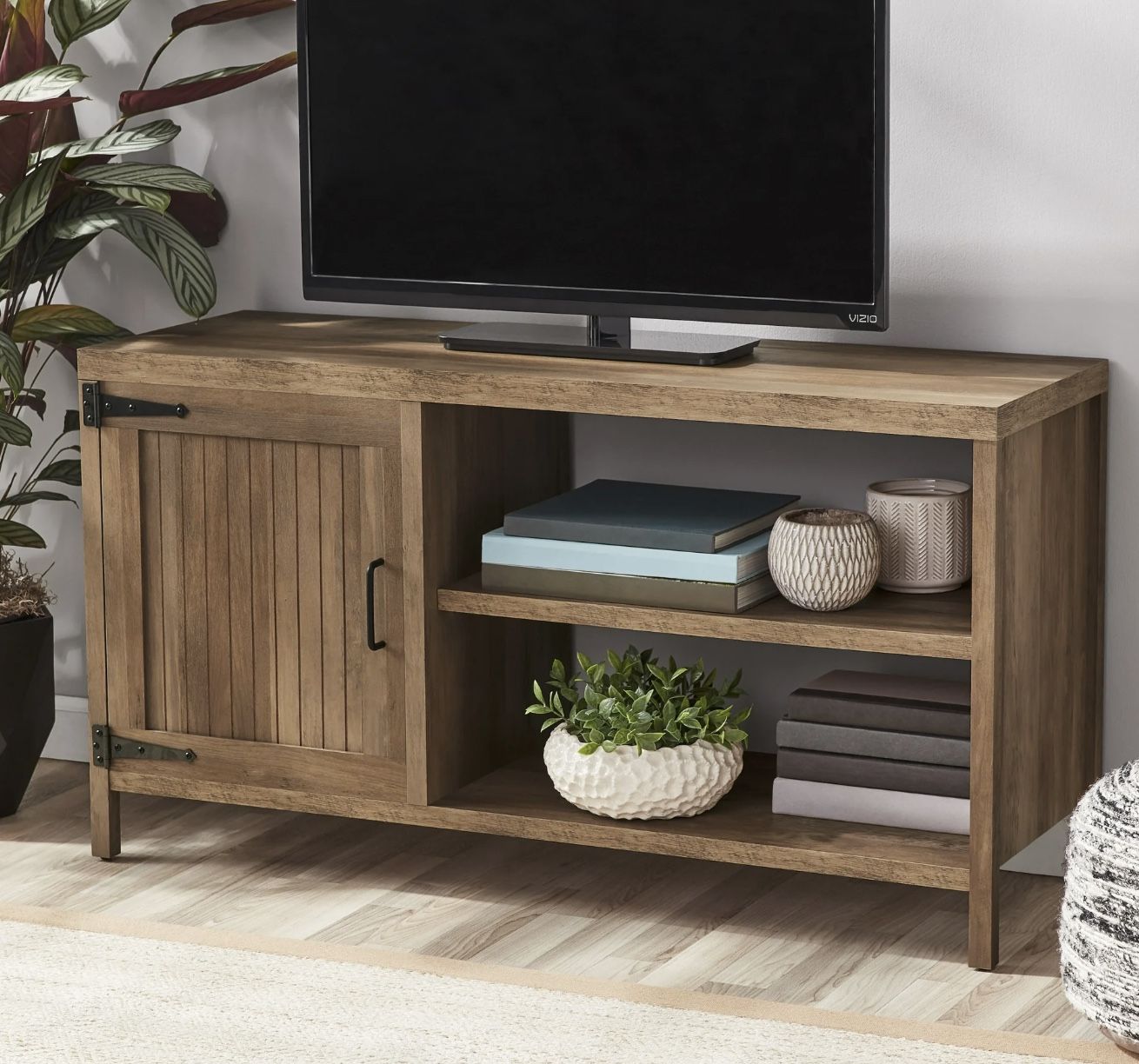 TV Console table- Farmhouse Weathered Oak