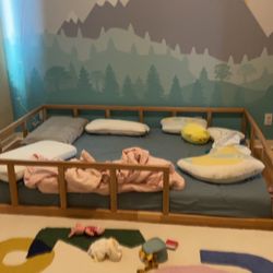 Montessori Queen Size Floor Bed Frame Solid Wood