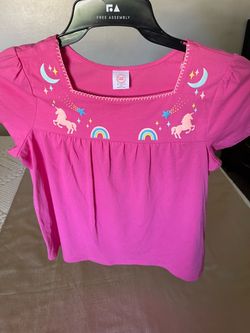 Wonder Nation Girls Pink Unicorn and Rainbow Top - Size XL (14-16) Plus