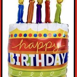 Large Candle Cake  Happy Birthday Balloon Party Celebration Mylar 