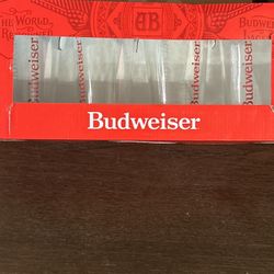 BUDWEISER 4PC GLASS SET CLEAR GLASSES