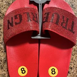 sparkly true religion slides