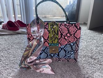 ALDO Glendaa Colorblock Snake-Print Satchel Bag with Scarf Accent