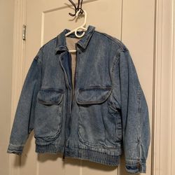 faux Shearling lined Jean Jacket (size S)