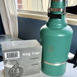 Drinktanks Insulated XL Growler Beer Thermos Vacuum Sealed 128oz/3.8L & Keg Cap