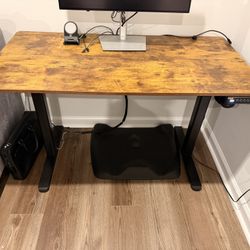 Electric Height-Adjustable Standing Desk – Wood Finish, Dual-Motor, Great Condition