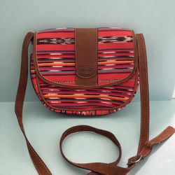 Vintage Style Preowned Ethnic Cross Body Purse Bag Guatemalan Leather Boho Jungalow 