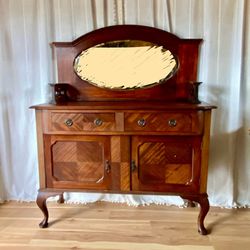 Antique Buffet Cabinet With Mirror 