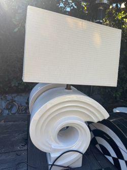 Pair of Vintage 1980s Postmodern Ceramic Wave Lamps