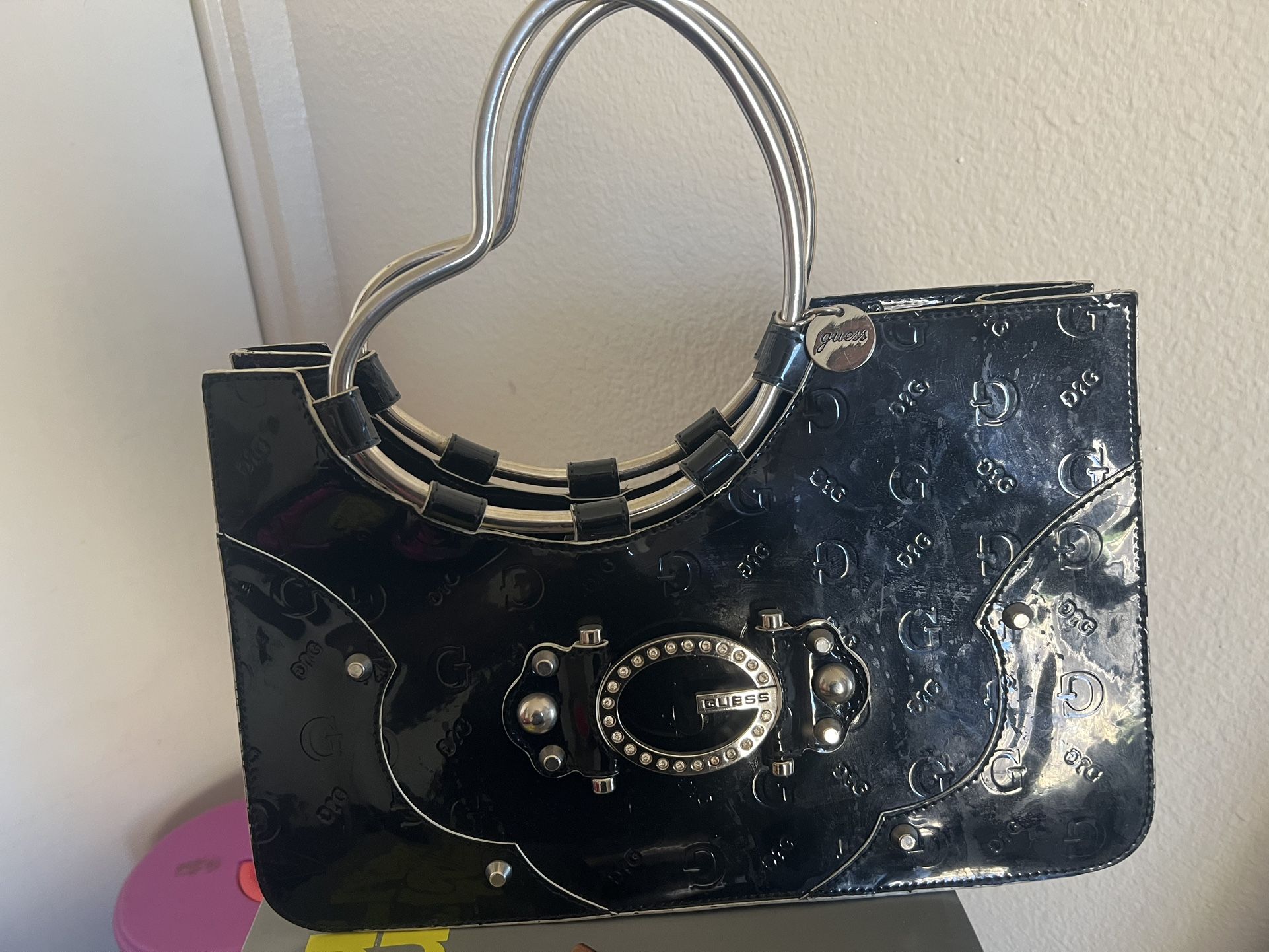 GUESS Patent Leather Black Handbag