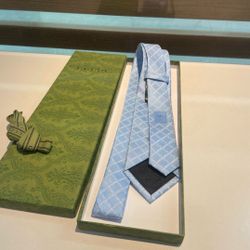GUCCI's new GG Logo Print Tie Men’s Blue