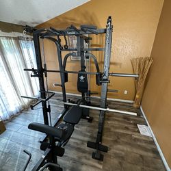 Vesta Fitness Smith Machine 1001 w/Bench Attachment | 230lb Bumpers Olympic Weights | 7ft Olympic Bar | Fitness | Gym Equipment | FREE DELIVERY 🚚 