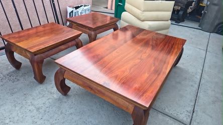 3-Piece Rosewood Coffee Table and End Table Set