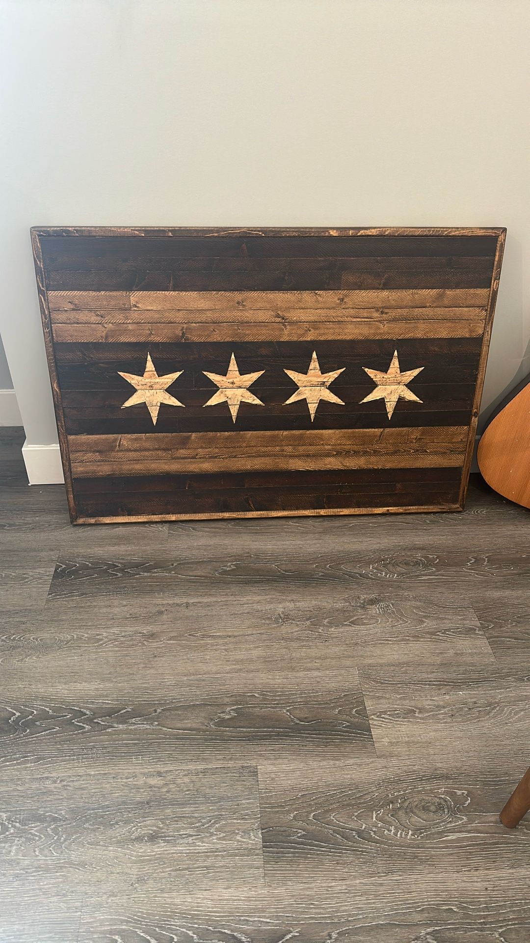 Rustic Wood Custom Made Chicago Flag