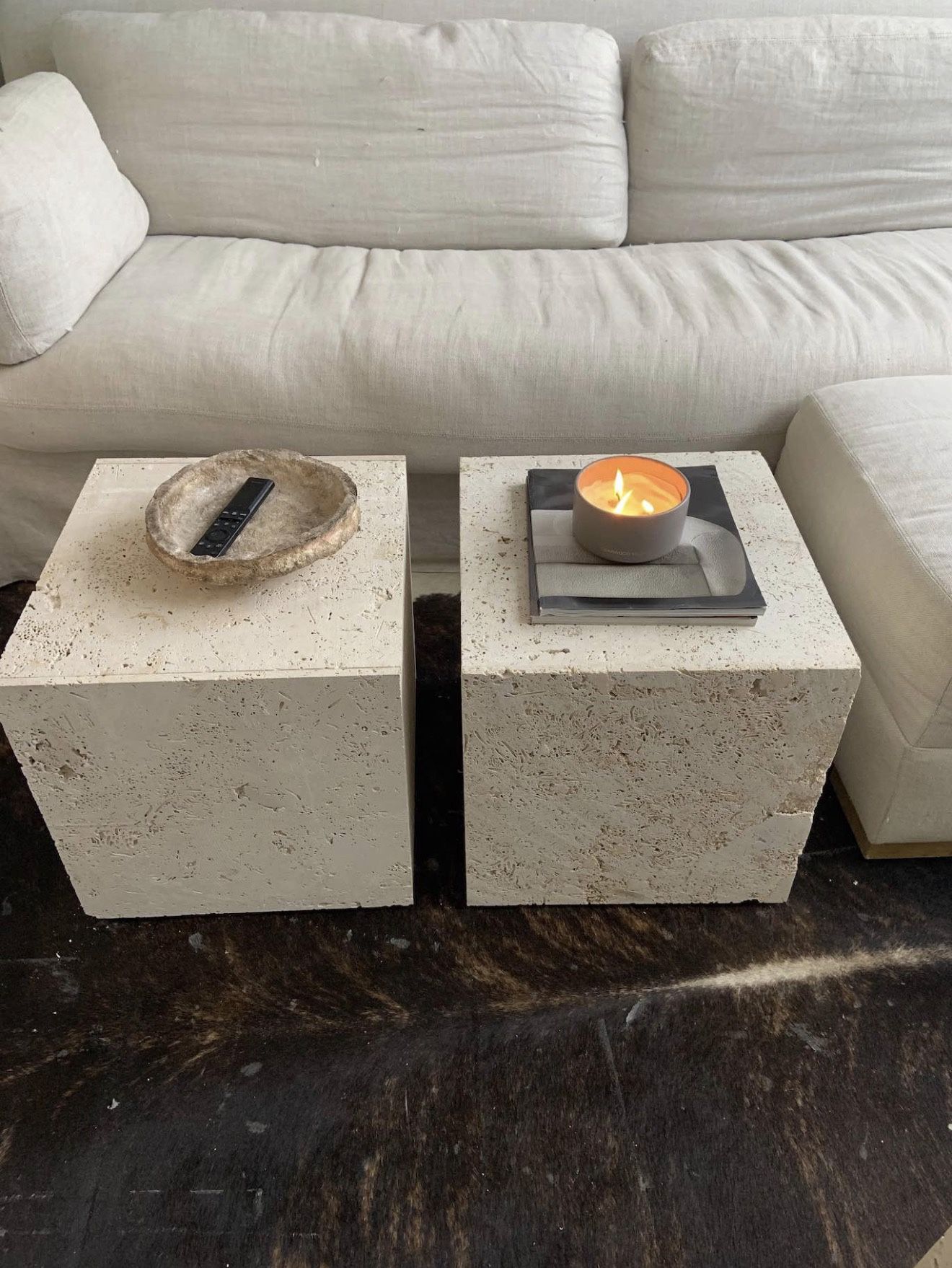 Authentic Travertine  Side Tables 