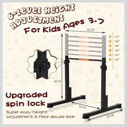 Safly Fun Gymnastics Bar for Kids 3-7 Years Old| Sturdy Steel Home Gym, Adjustable Height with Anti-Slip Base, Easy Assembly