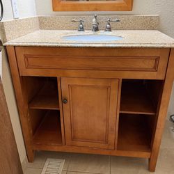 Bathroom Vanity, Mirror, and Cabinet
