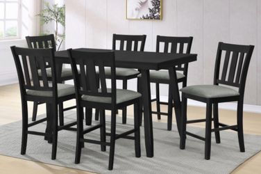 TWO COLORS AVAILABLE. COUNTER HEIGHT DINING TABLE WITH CHAIRS