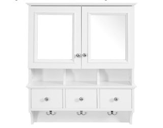 Assembled New 24''W x 28''H White Medicine Cabinet with HD Mirrors Over Sink,Modern Bathroom Wall Cabinet